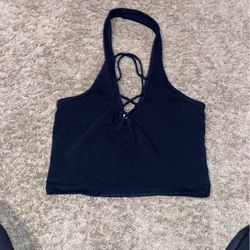Black Cute Halter Top