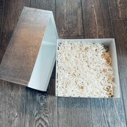 Silver Gift Box 10X10X4 with Crinkle Cut Paper