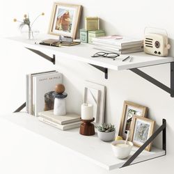 36 “ Wide, White Deep Floating Shelves