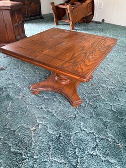 Oak Wood Pedestal Coffee Table