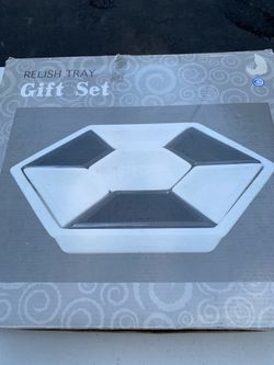 Condiment / Dip /Relish Tray Black And White