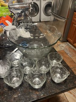 Anchor hocking Savannah punch bowl set