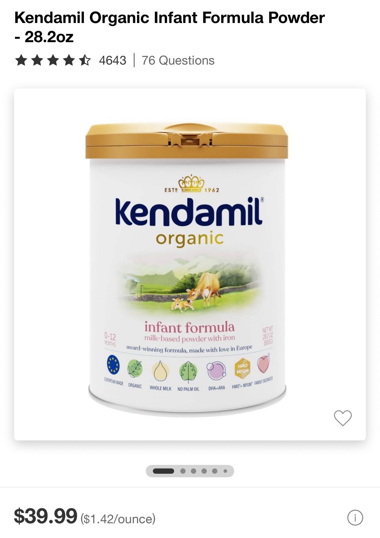 Kendamil Organic Infant Formula