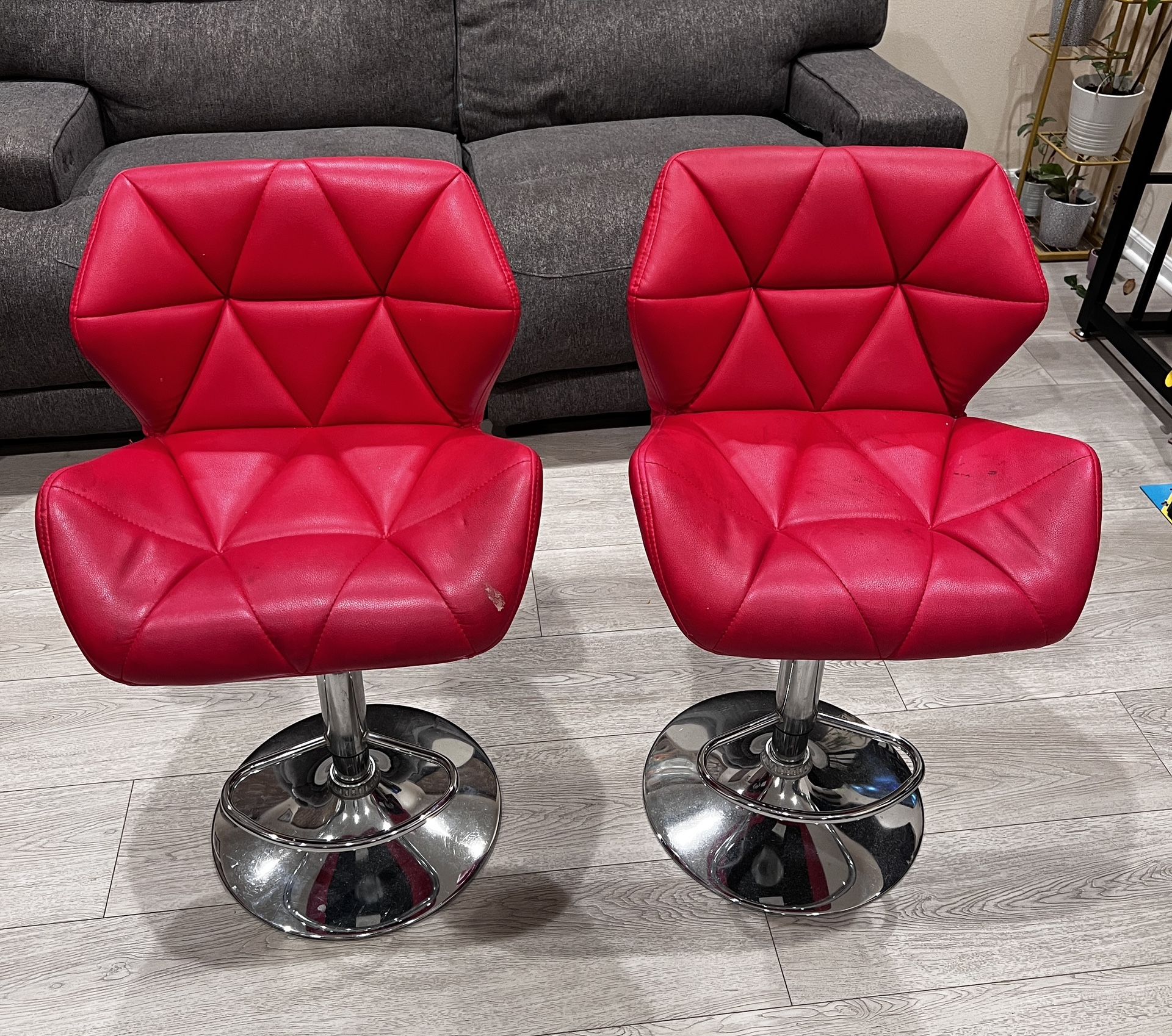 Faux Leather Adjustable Bar Stools