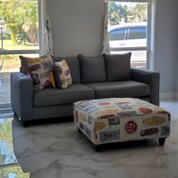 Sofa, Ottoman and 6 Chairs Dining Set