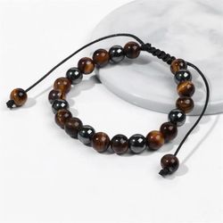 2 Bracelet Tiger Eye Stone with magnet adjustable