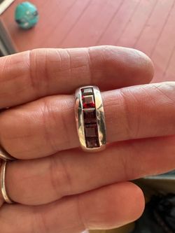 Garnett channel set Silver ring
