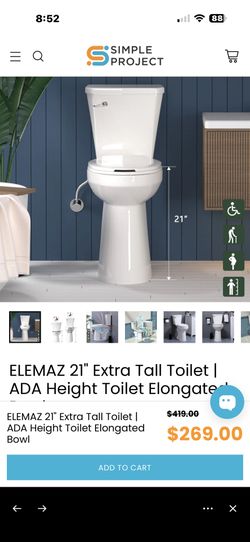 Toilet 21” Seat Height White