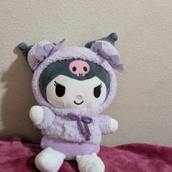 KUROMI IN FLUFFY HOODIE PLUSH