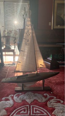 Wooden Model Sailboat with Stand