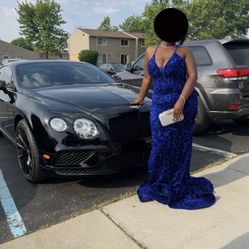 Blue Sparkling Prom Dress 