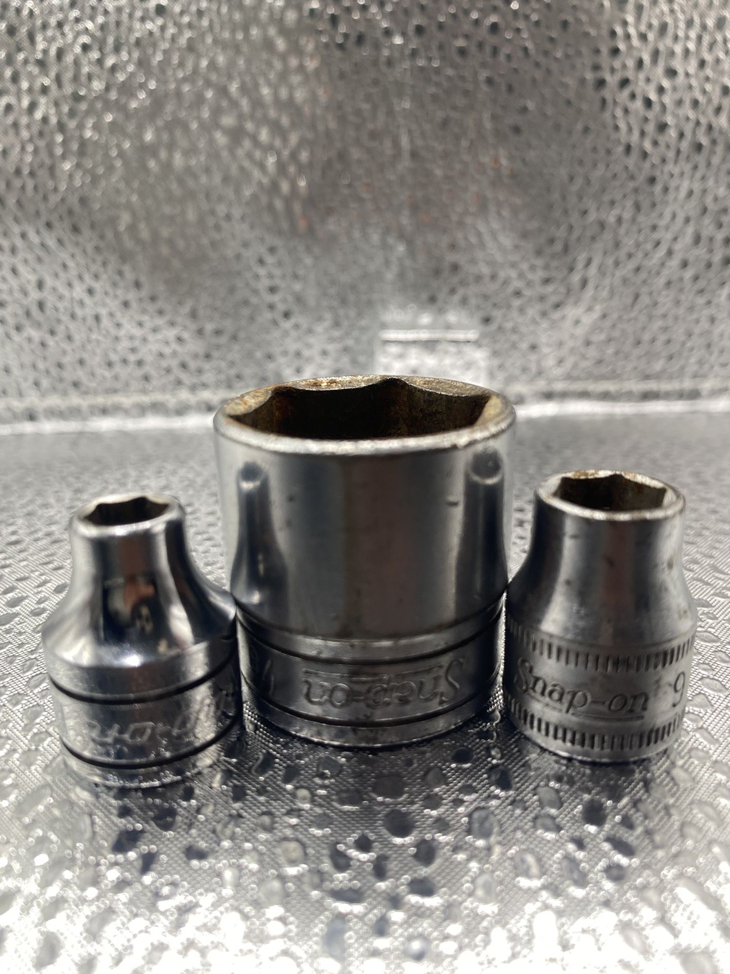 Bundle Lot of 3 Snap-On 3/8 Drive FS081 1/4" Shallow Socket 9 FSM91 FS281 7/8