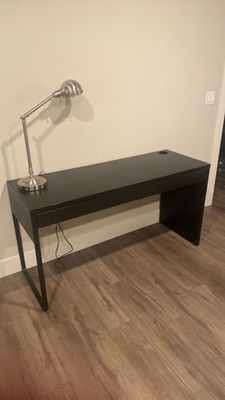 IKEA Micky Desk in Black/Brown with 2 l large Drawers W56”xD19.5”