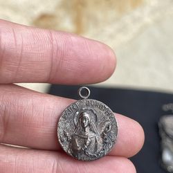 Catholic Saint Dorothy  Sterling Silver Charm  Religious Medal Pendant