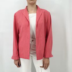 Vintage Coldwater Creek Pink Linen and Silk Blend Blazer Women's Size Petite XL