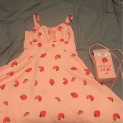 Strawberry Pink Dress And Purse