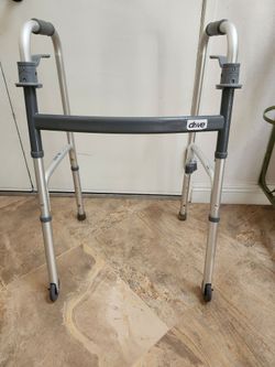 Drive Medical Folding Walker with Wheels – 350 lb Capacity