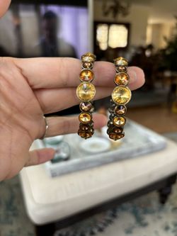 Large Multiple Stones Hoop Earring 