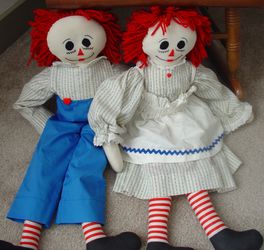 Vintage 27" Tall Raggedy Ann and Andy Doll Set - Classic Collectibles GIFT! Homemade