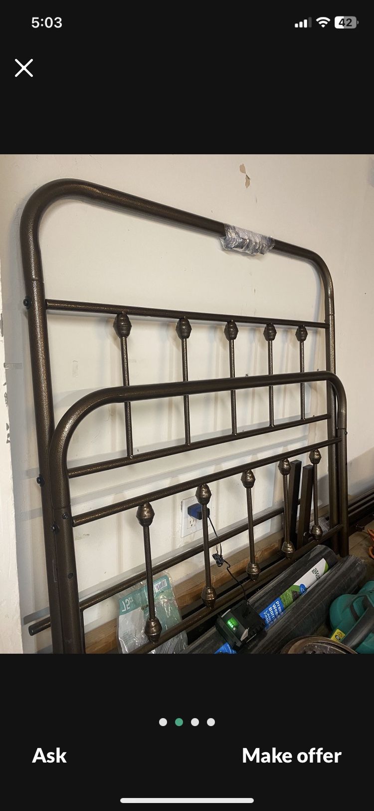 Twin Metal Bed Frame In Very Good Condition Brown Color