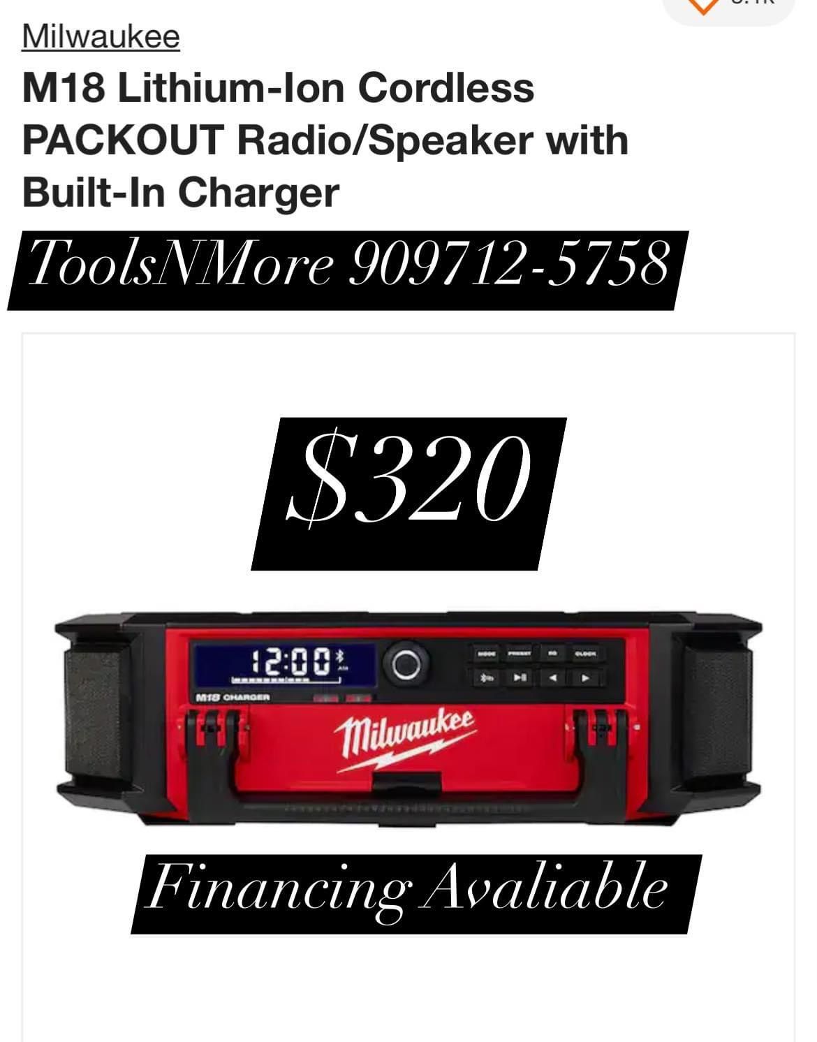 Milwaukee Packout Radio Financing Avaliable With $19 Down Payment