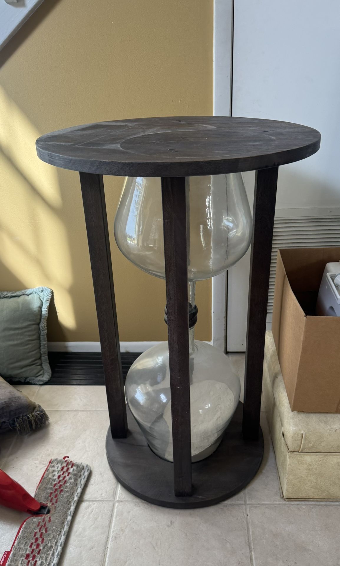 “One of A Kind” Vintage Glass Hour Bar Table - 47” H.