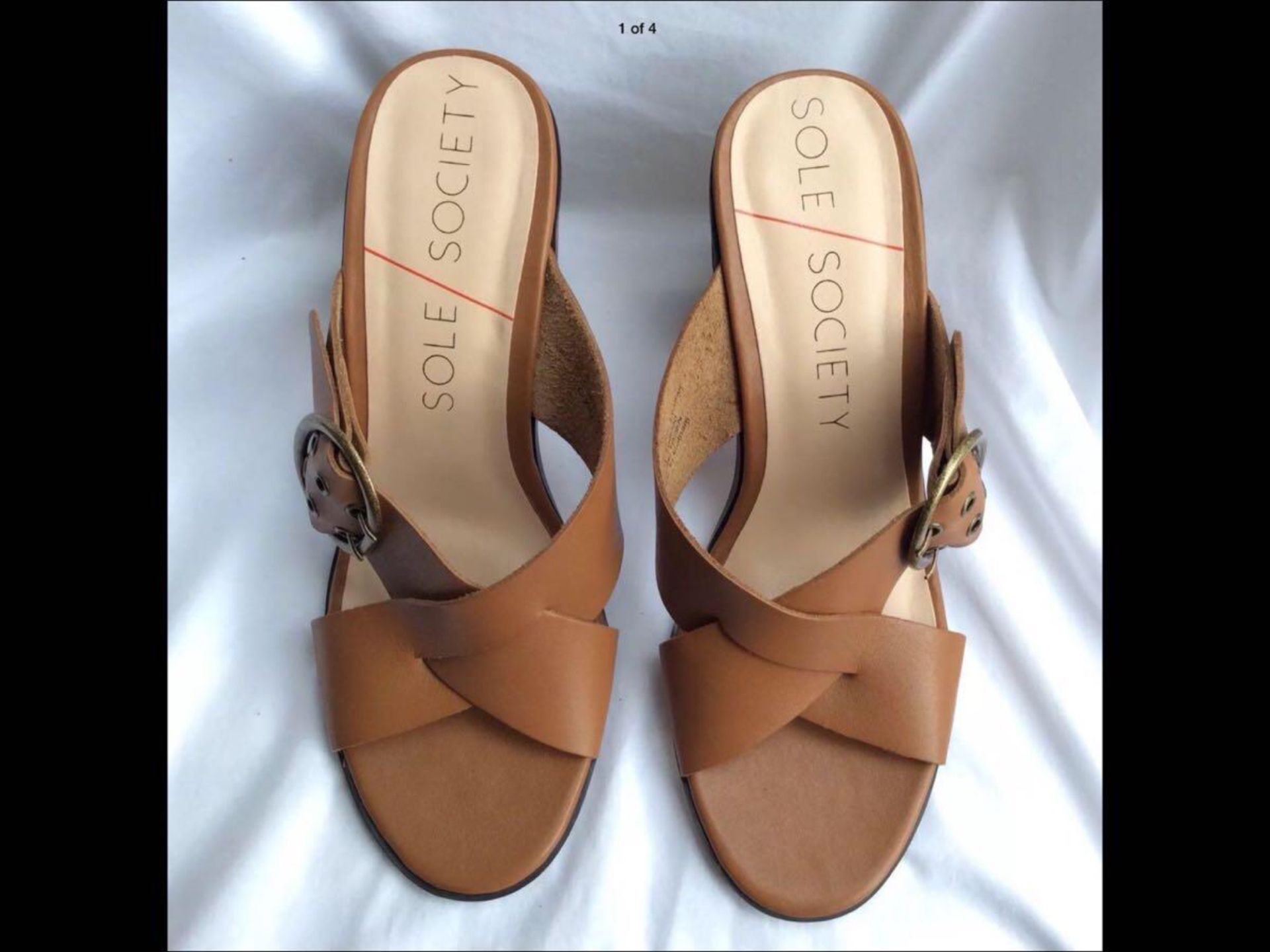 New Sole Society Womens Size 9 Sandals * Soft Cognac Brown Leather *