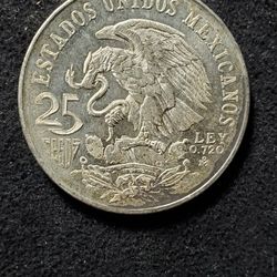 1968 Mexico 25 Pesos Silver 