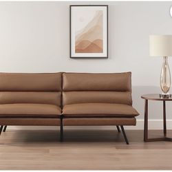 Mainstays Pillow Top 71.25" Futon, Camel Faux Leather - NEW