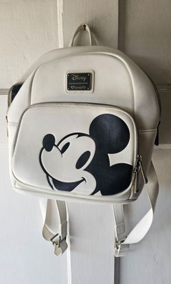 DISNEY LOUNGEFLY MINNIE MOUSE CREAM & BLACK BACKPACK PRE-OWNED