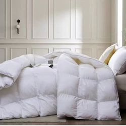 Luxurious White Goose Down Fiber and Feather Fiber Comforter,1200 Thread Count 100% Cotton Fabric - Baffle Box Construction,750+ Fill Power(King Size,