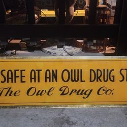 Vintage 1800s To 1920s Glass Sign Advertisement For The Owl Drug Company Circa 1900s
