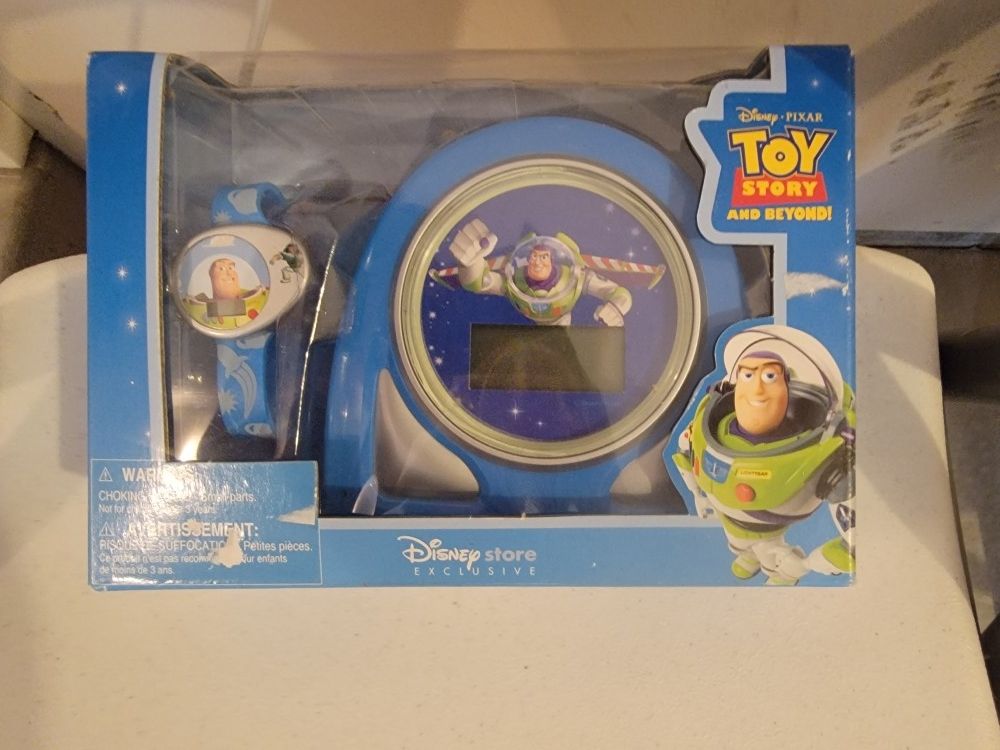 Disney Buzz Lightyear Toy Story Cosmic Alarm Clock and Watch Set