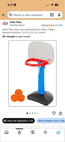 Basketball Set with 3 Balls for toddler and the young kids