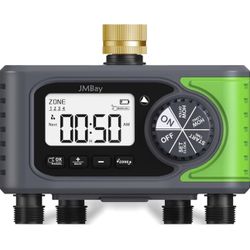 4 Zone Water Timer, Digital Water Timers for Garden Hose, Automatic Sprinkler Timer for Garden Hose, with Rain Delay & Manual Watering, Pure Brass Inl