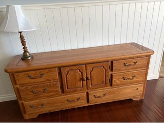 Oak Dresser and two side nightstands