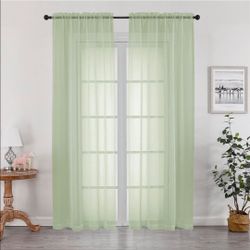 Sheer Curtains 84 inches Long 2 Panels Set for Bedroom Living Room, Soft Solid Living Room Rod Pocket Light Filtering Curtains, 2 Pcs Each 42“ W x 84"
