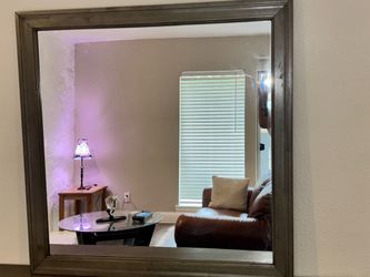 Large Crown Mark Framed Mirror – Espresso Wood Finish – Excellent Condition