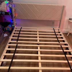 Beige Queen Bed Frame $50