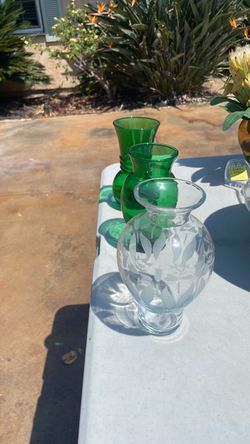3 small 6” glass containers