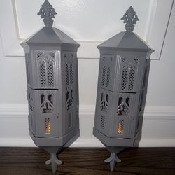 3D Metal And Glass Tea Light Wall Lanterns.
