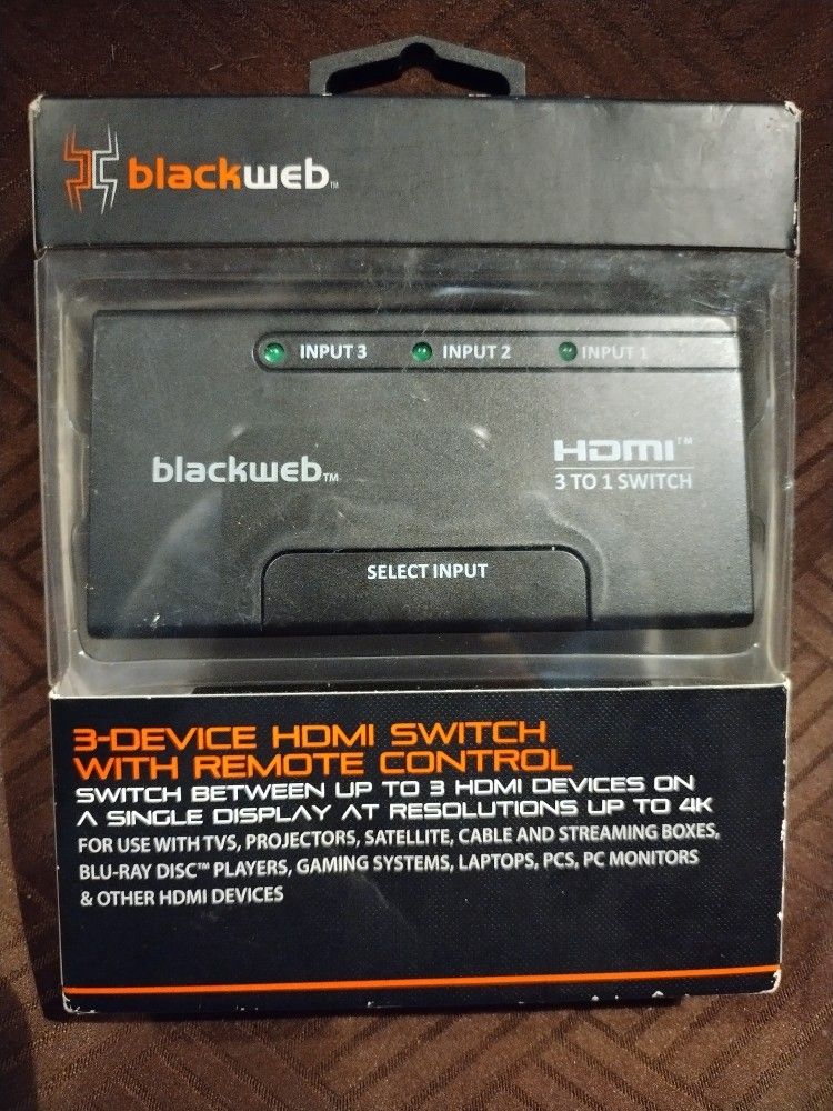 blackweb 3-DEVICE HDMI SWITCH WITH REMOTE CONTROL