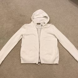 Liz Claiborne woman's knit hoodie jacket ivory color size S, great condition