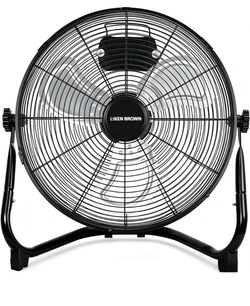 New 14 Inch High Velocity Box Fan, Aluminum Blades Metal Floor Fan with 3 Speeds, 360° Tilt, Heavy Duty Metal, Cooling for Home Patio Industrial