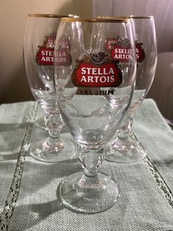 Stella Artois Belgium Beer Chalice Glass 40cl Set Of 2 