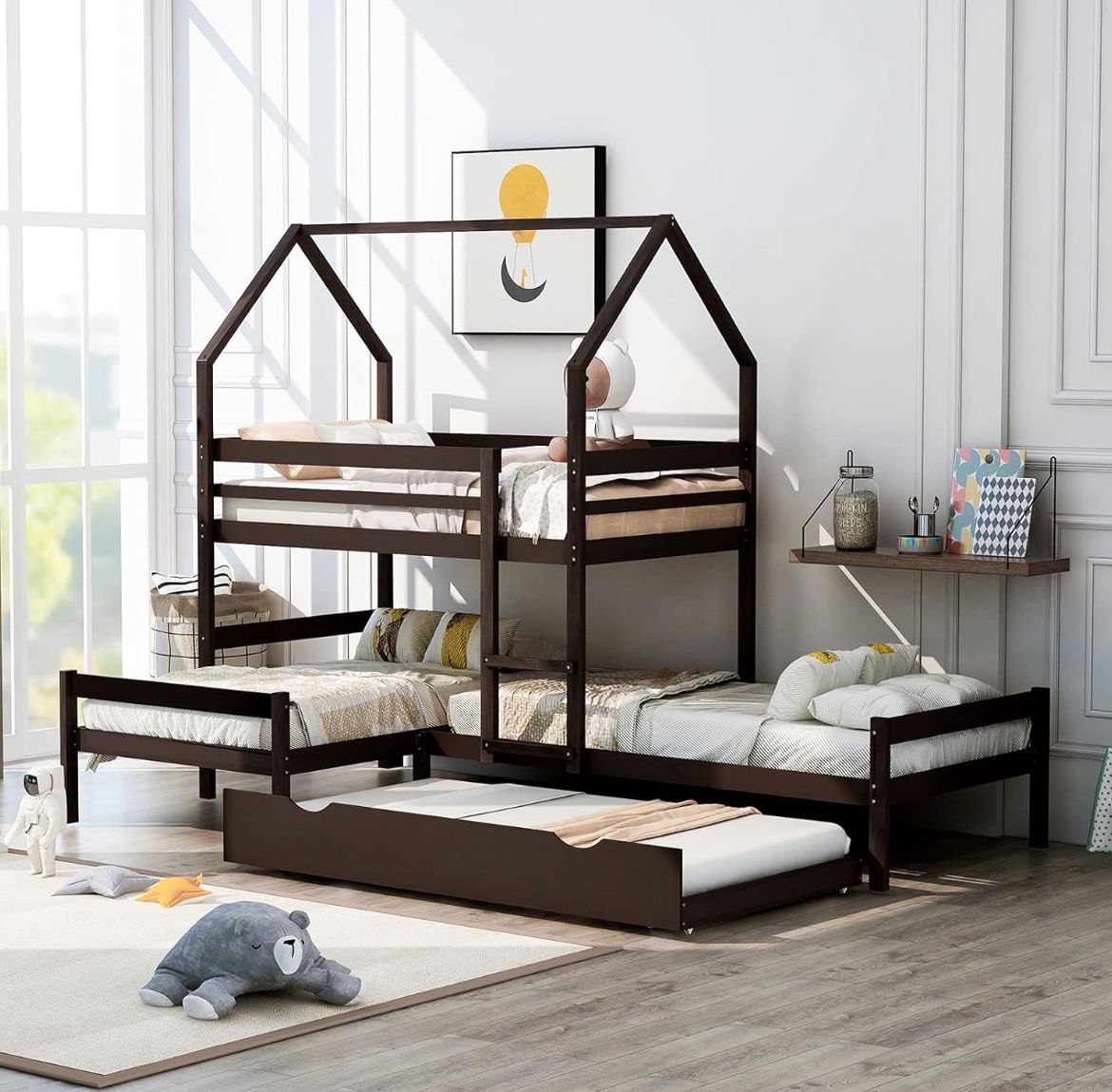 Triple Bunk Bed With Trundle (Twin)