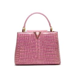Pink Crocodile Leather Handbag