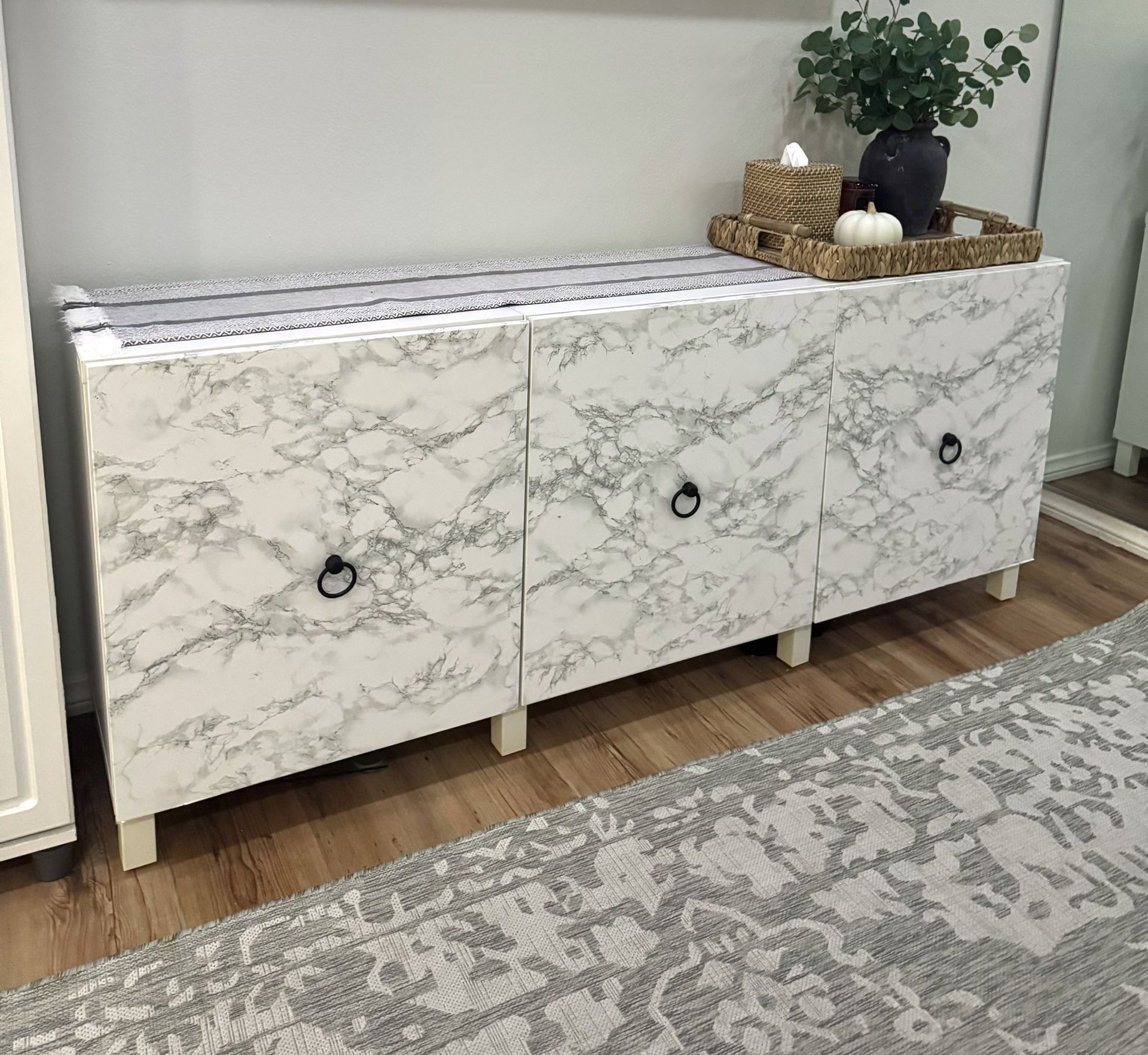 $40 White TV console Buffet Table Marble