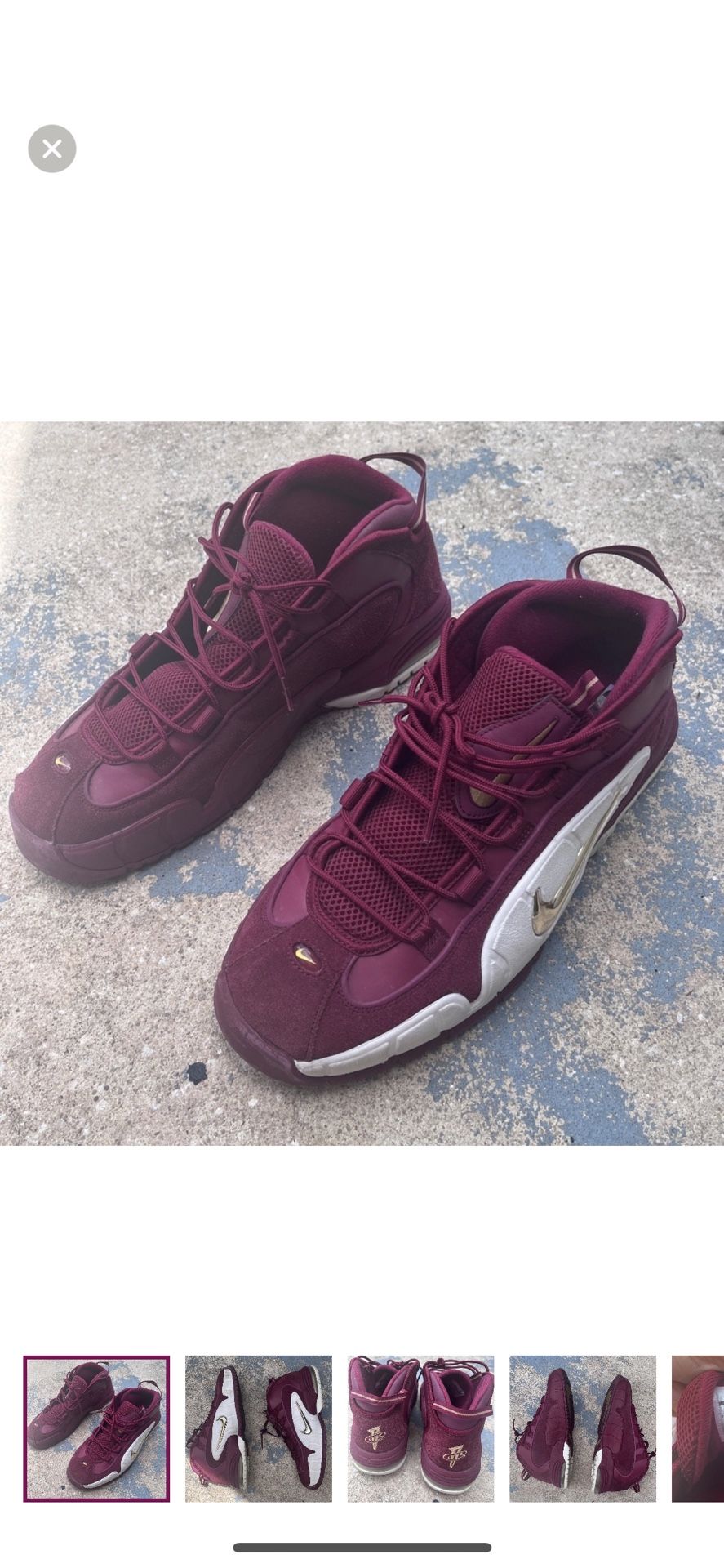 Nike Air Zoom Flight 96 Penny Hardaway Maroon High-Top Sneakers
