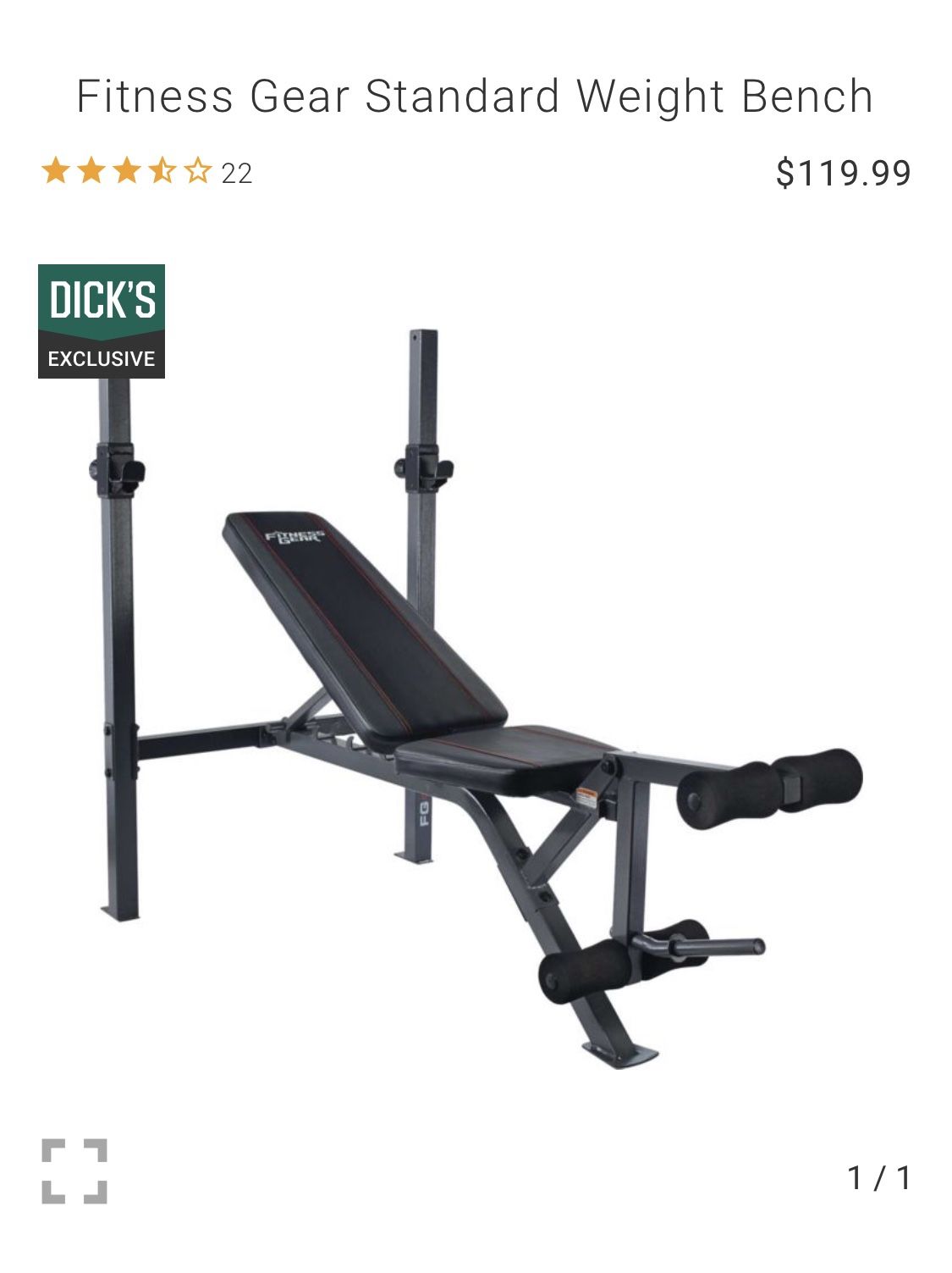 Fitness Gear standard weight bench